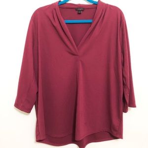 Burgundy V neck dress top